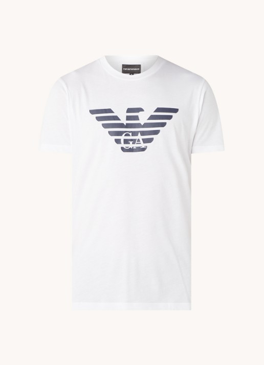 Armani T-shirt met logoprint - voorkant 3 gebroken wit
