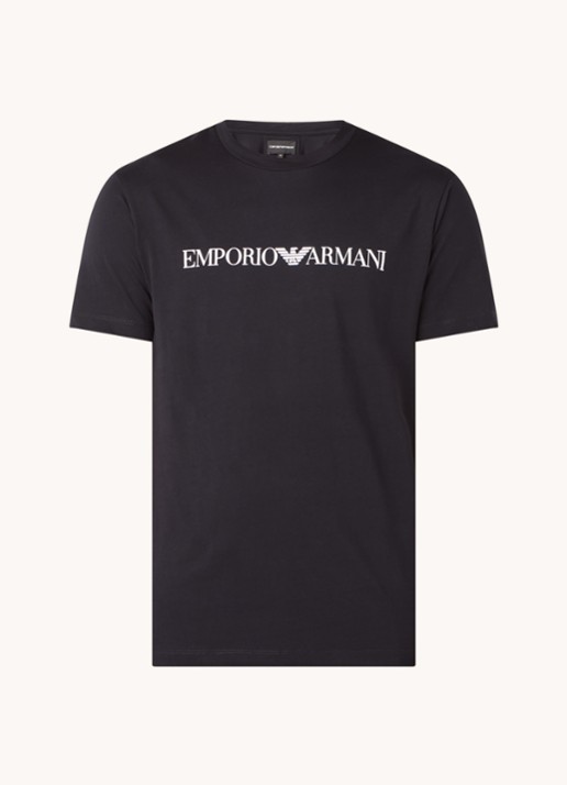 Armani T-shirt met logoprint - voorkant donkerblauw