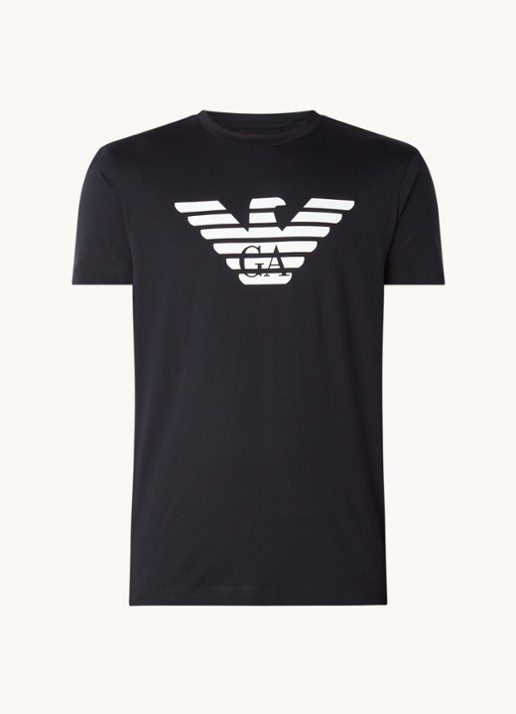 Armani T-shirt met logoprint - voorkant 3 diepzwart
