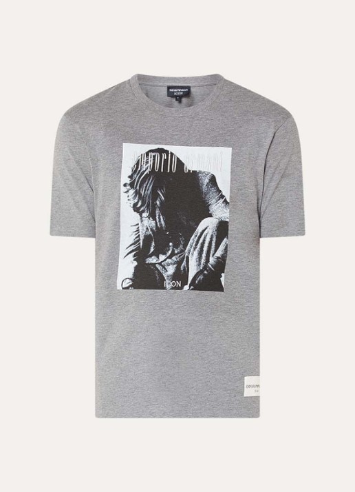 Armani T-shirt met logoprint - voorkant 2 grijsmele