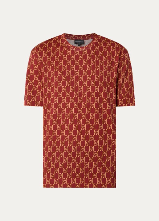 Armani T-shirt met logoprint - voorkant 3 steenrood