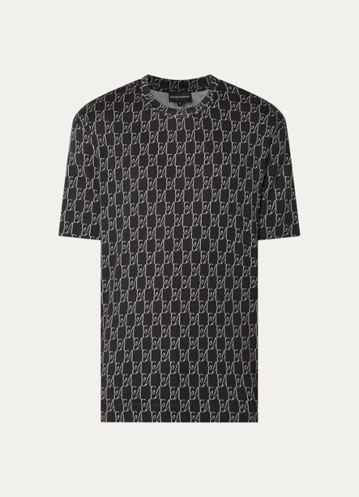 Armani T-shirt met logoprint - voorkant 3 donkerblauw