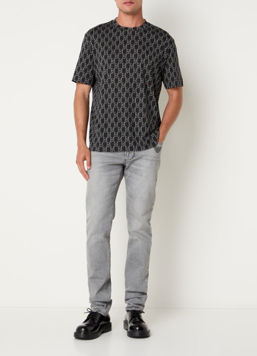 Armani T-shirt met logoprint - voorkant 4 donkerblauw