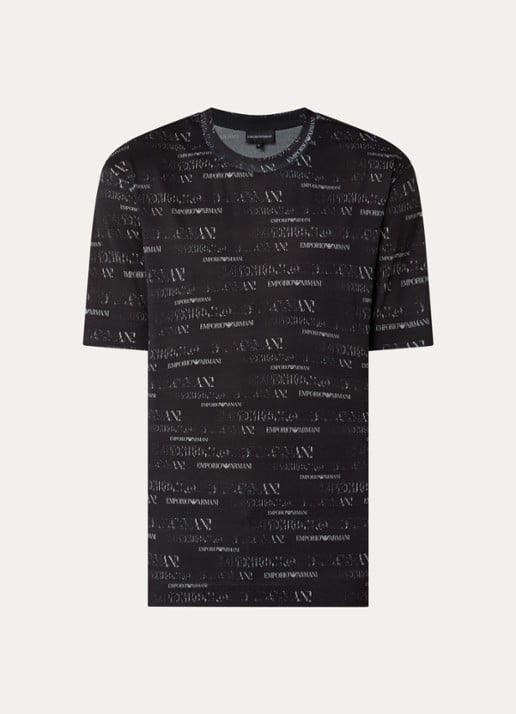 Armani T-shirt met logoprint - voorkant 2 zwart