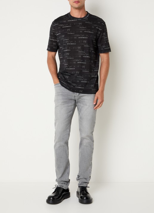 Armani T-shirt met logoprint - voorkant 3 zwart