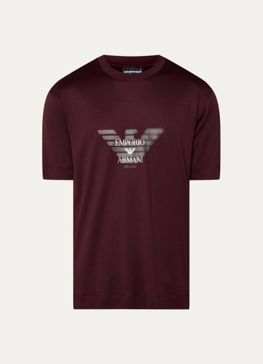 Armani T-shirt met logoprint - voorkant bordeauxrood
