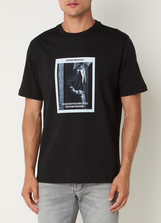 Armani T-shirt met logoprint - detail 3 zwart