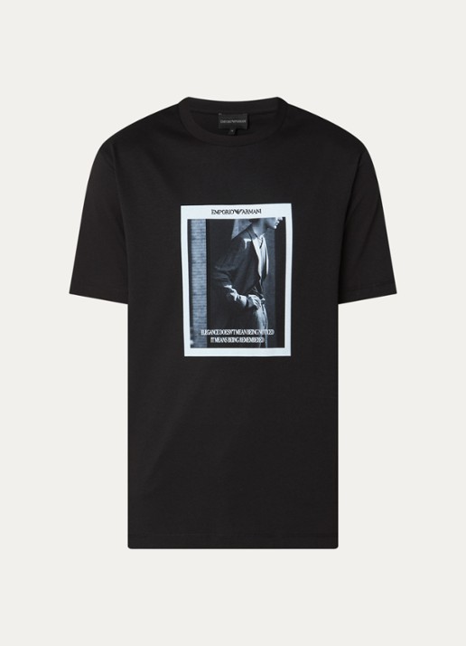 Armani T-shirt met logoprint - voorkant zwart