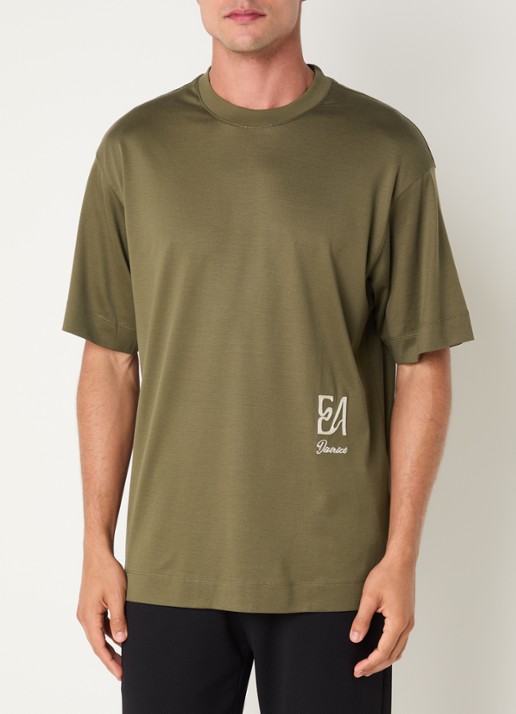 Armani T-shirt met logoprint - detail 4 mosgroen
