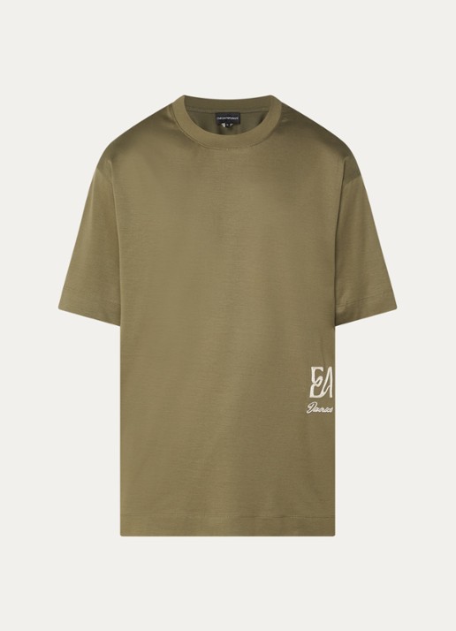 Armani T-shirt met logoprint - voorkant 2 mosgroen