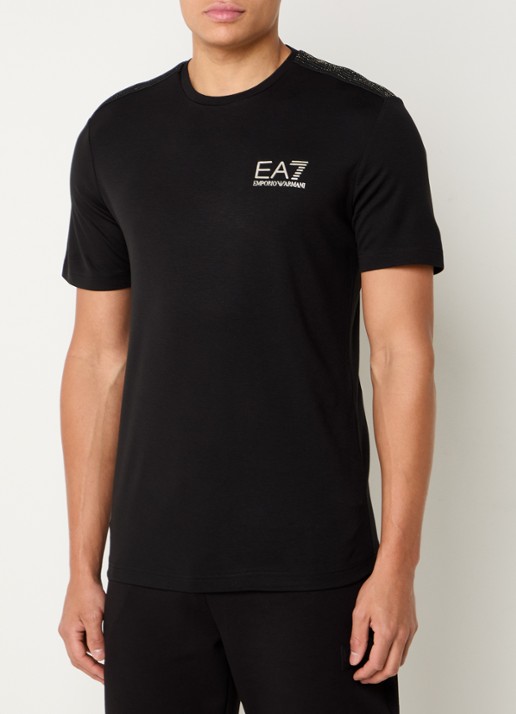 Armani T-shirt met lurex en logo - detail zwart
