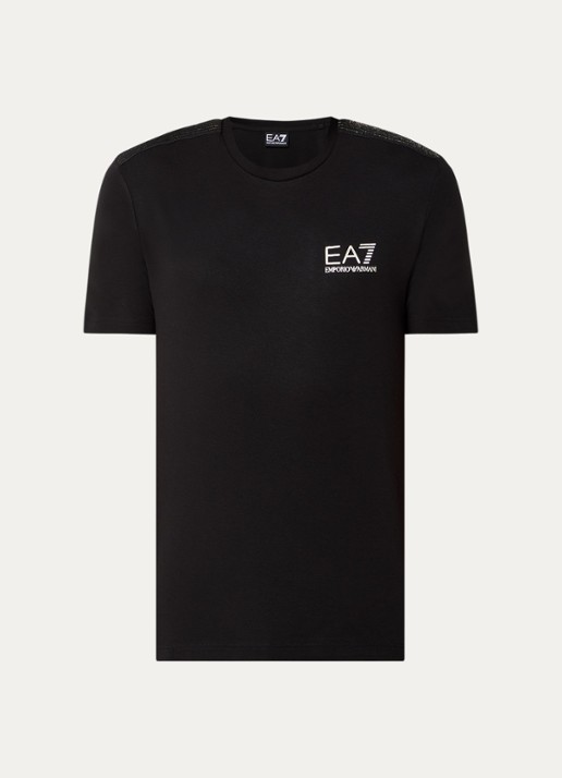 Armani T-shirt met lurex en logo - voorkant 2 zwart
