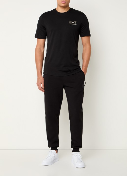 Armani T-shirt met lurex en logo - voorkant 3 zwart