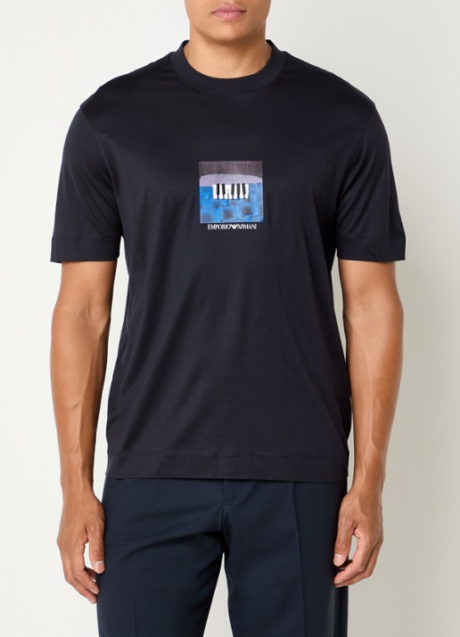 Armani T-shirt met print - detail 3 donkerblauw