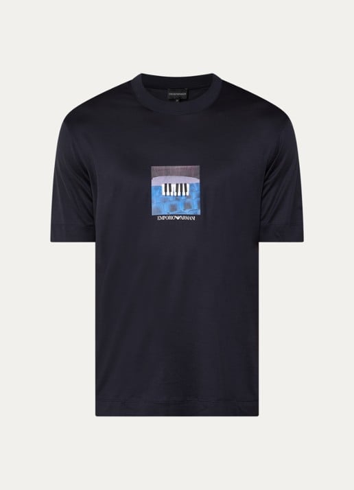 Armani T-shirt met print - voorkant donkerblauw