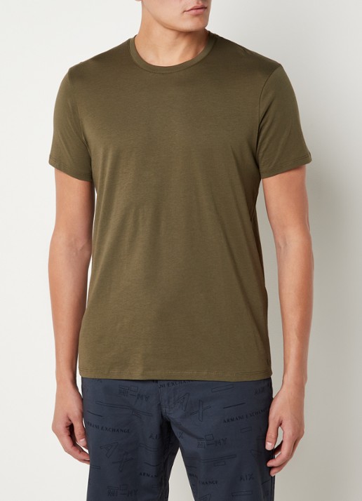 Armani T-shirt met ronde hals - detail mosgroen