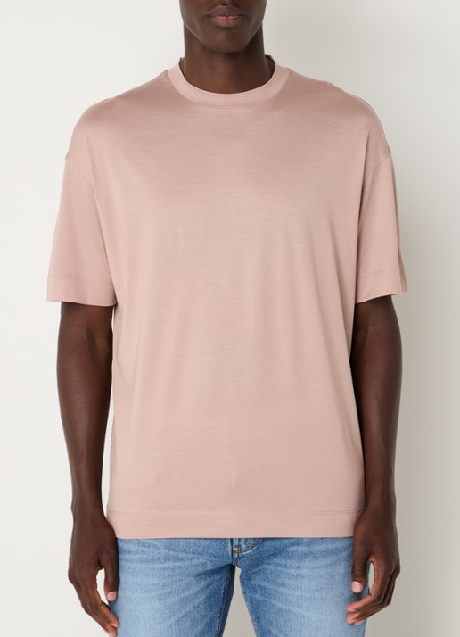 Armani T-shirt met ronde hals  - detail 2 oudroze
