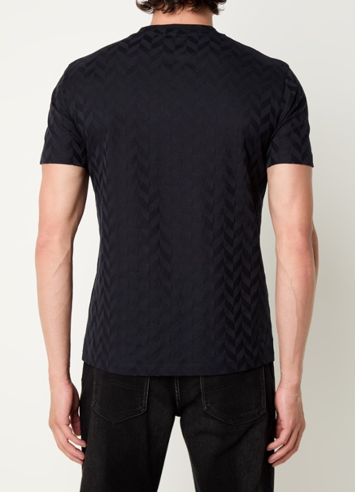 Armani T-shirt met structuur en stretch - achterkant donkerblauw