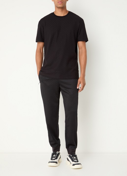 Armani T-shirt met structuur - voorkant 2 zwart