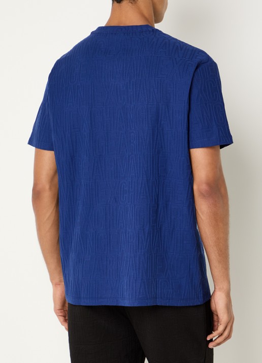 Armani T-shirt met structuur - achterkant 4 kobaltblauw