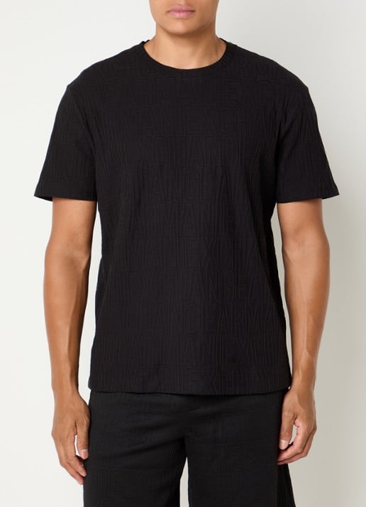 Armani T-shirt met structuur - detail 4 zwart