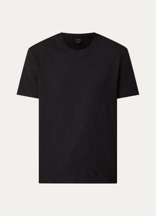 Armani T-shirt met structuur - voorkant zwart