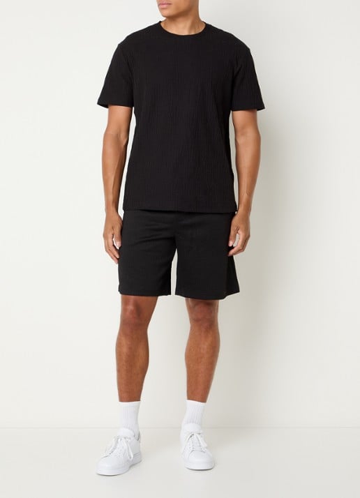 Armani T-shirt met structuur - voorkant 2 zwart