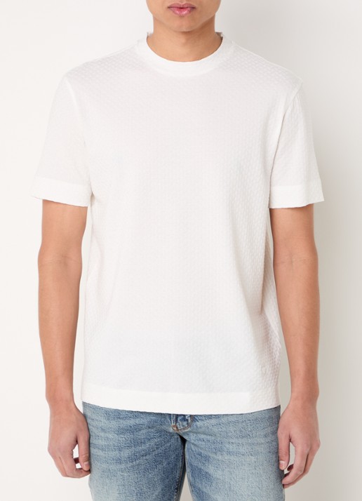 Armani T-shirt met structuur - detail 3 gebroken wit