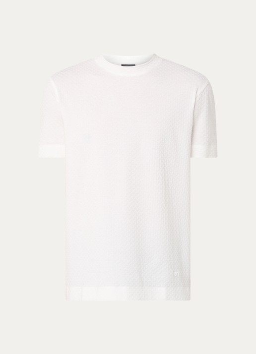 Armani T-shirt met structuur - voorkant gebroken wit