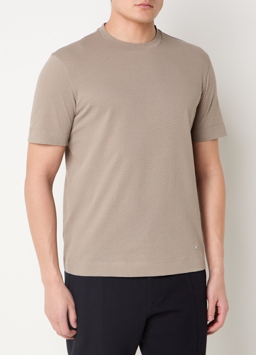 Armani T-shirt met structuur - detail 4 zand