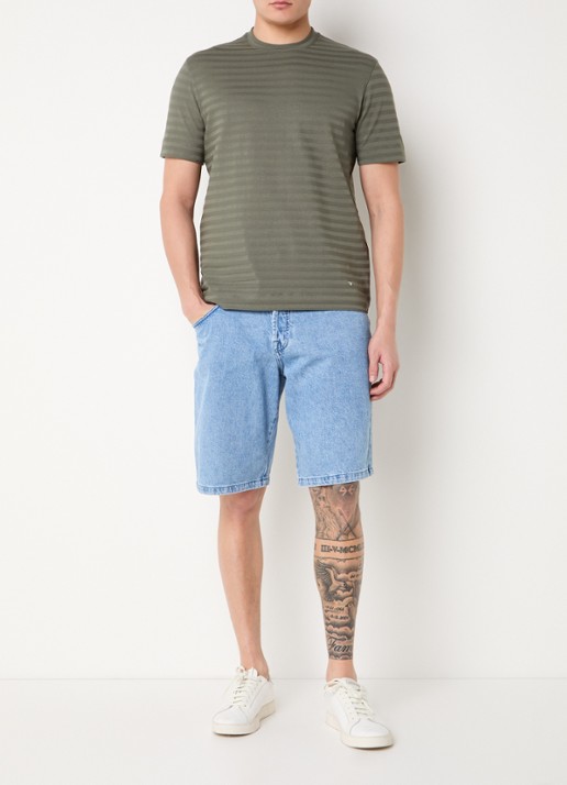 Armani T-shirt met structuur - voorkant 3 olijfgroen