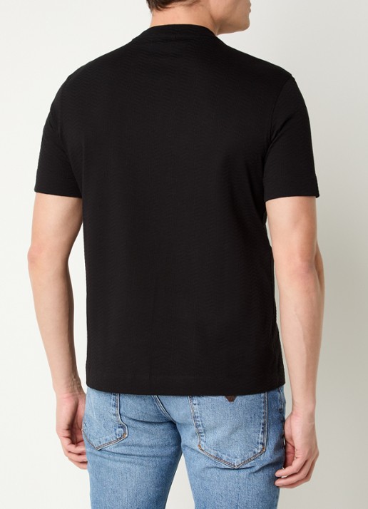 Armani T-shirt met structuur - achterkant 4 zwart