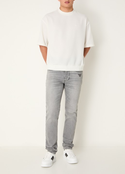 Armani T-shirt met structuur - voorkant 2 gebroken wit