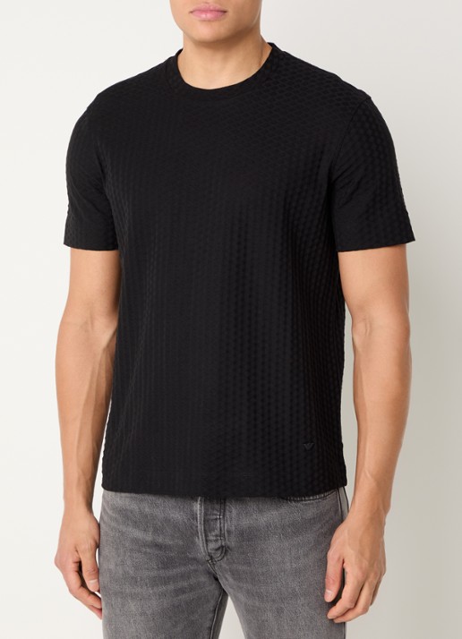 Armani T-shirt met structuur - detail 7 zwart