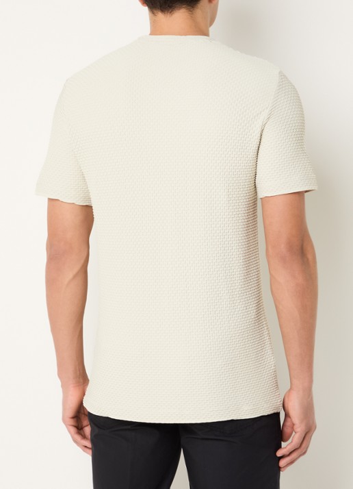 Armani T-shirt met structuur - achterkant beige