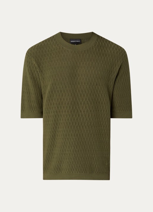 Armani T-shirt met structuur - voorkant 2 bronsgroen