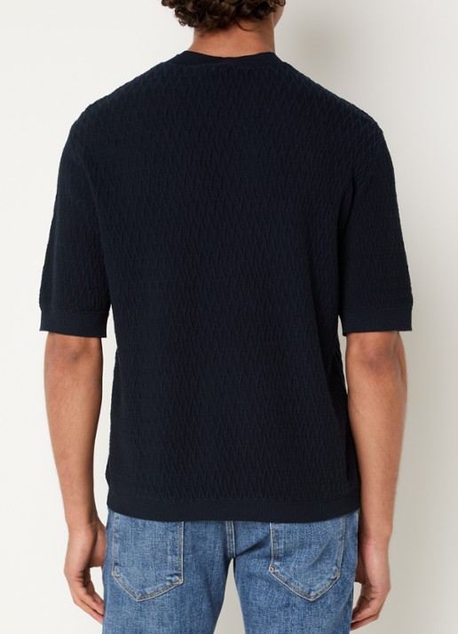 Armani T-shirt met structuur - achterkant 4 donkerblauw