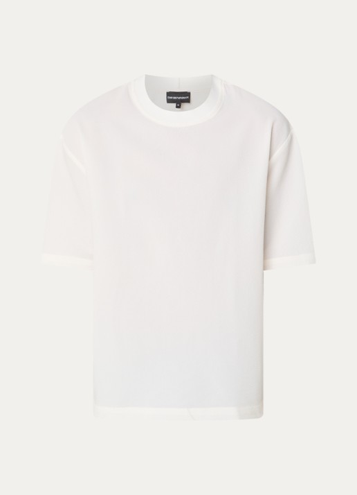 Armani T-shirt met structuur - voorkant 3 gebroken wit