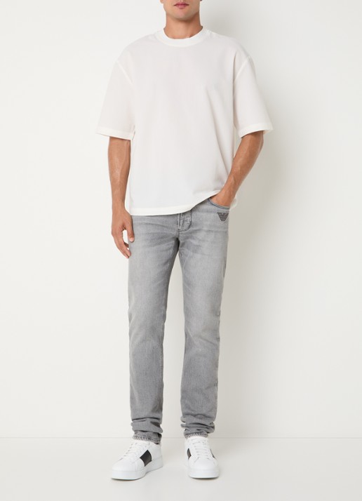 Armani T-shirt met structuur - voorkant 4 gebroken wit