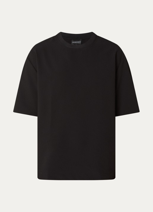 Armani T-shirt met structuur - voorkant 3 zwart