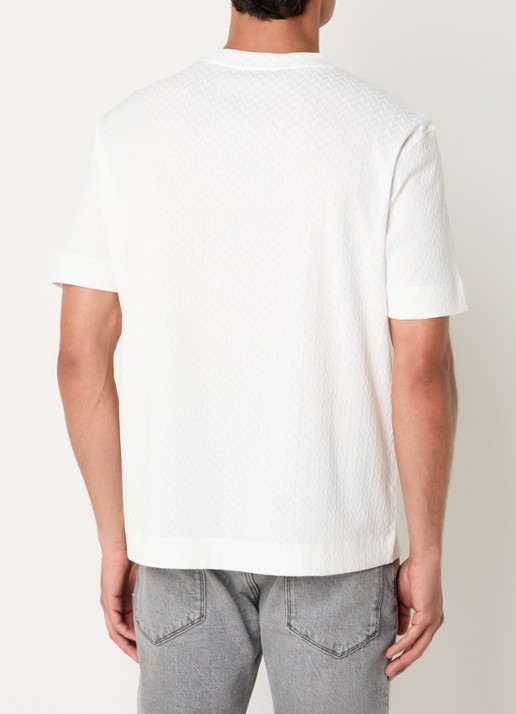 Armani T-shirt met structuur - achterkant 3 gebroken wit