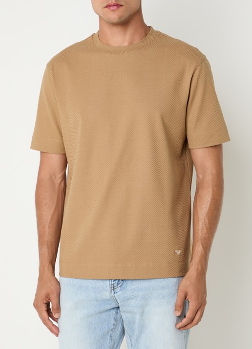 Armani T-shirt met structuur - detail 4 beige