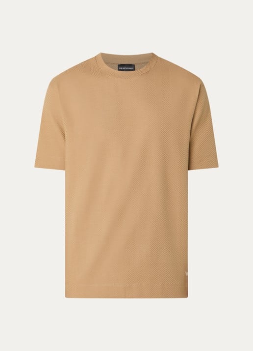 Armani T-shirt met structuur - voorkant beige