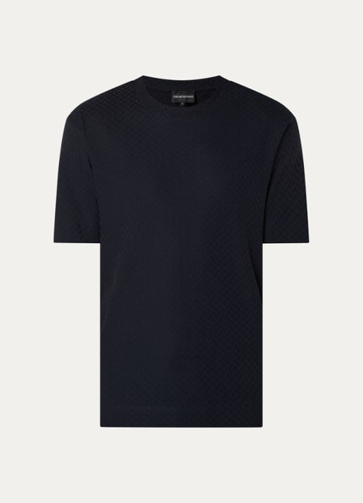 Armani T-shirt met structuur - voorkant donkerblauw