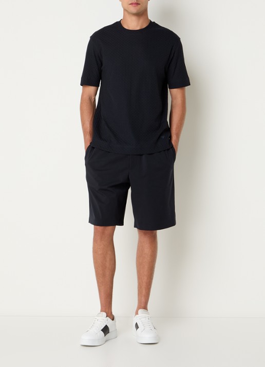Armani T-shirt met structuur - voorkant 2 donkerblauw