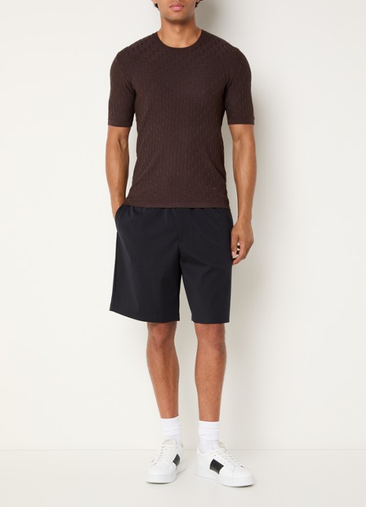 Armani T-shirt met structuur - voorkant 3 donkerbruin
