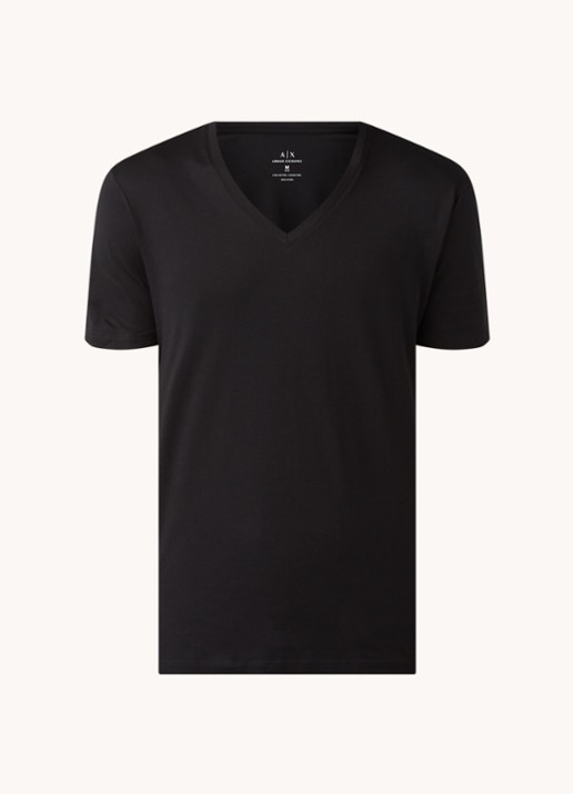 Armani T-shirt met V-hals - voorkant 2 zwart