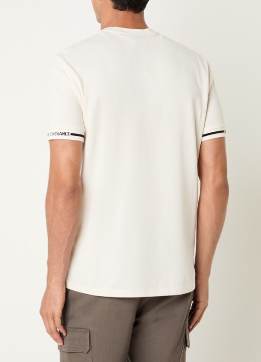 Armani T-shirt van piqué katoen - achterkant gebroken wit