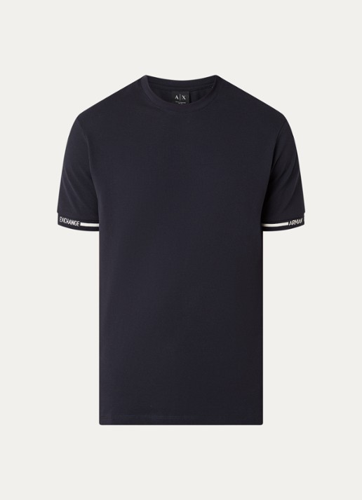 Armani T-shirt van piqué katoen - voorkant 3 donkerblauw