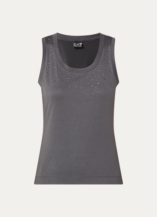 Armani Tanktop met strass  - voorkant 3 donkergrijs